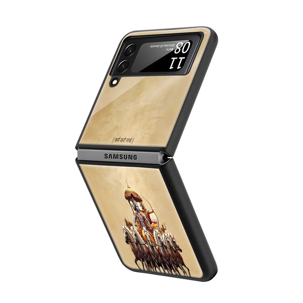 Karmayogi Samsung Z Flip Glass Case