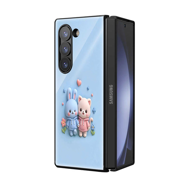 Kawaii Couple Samsung Z Fold Glass Case