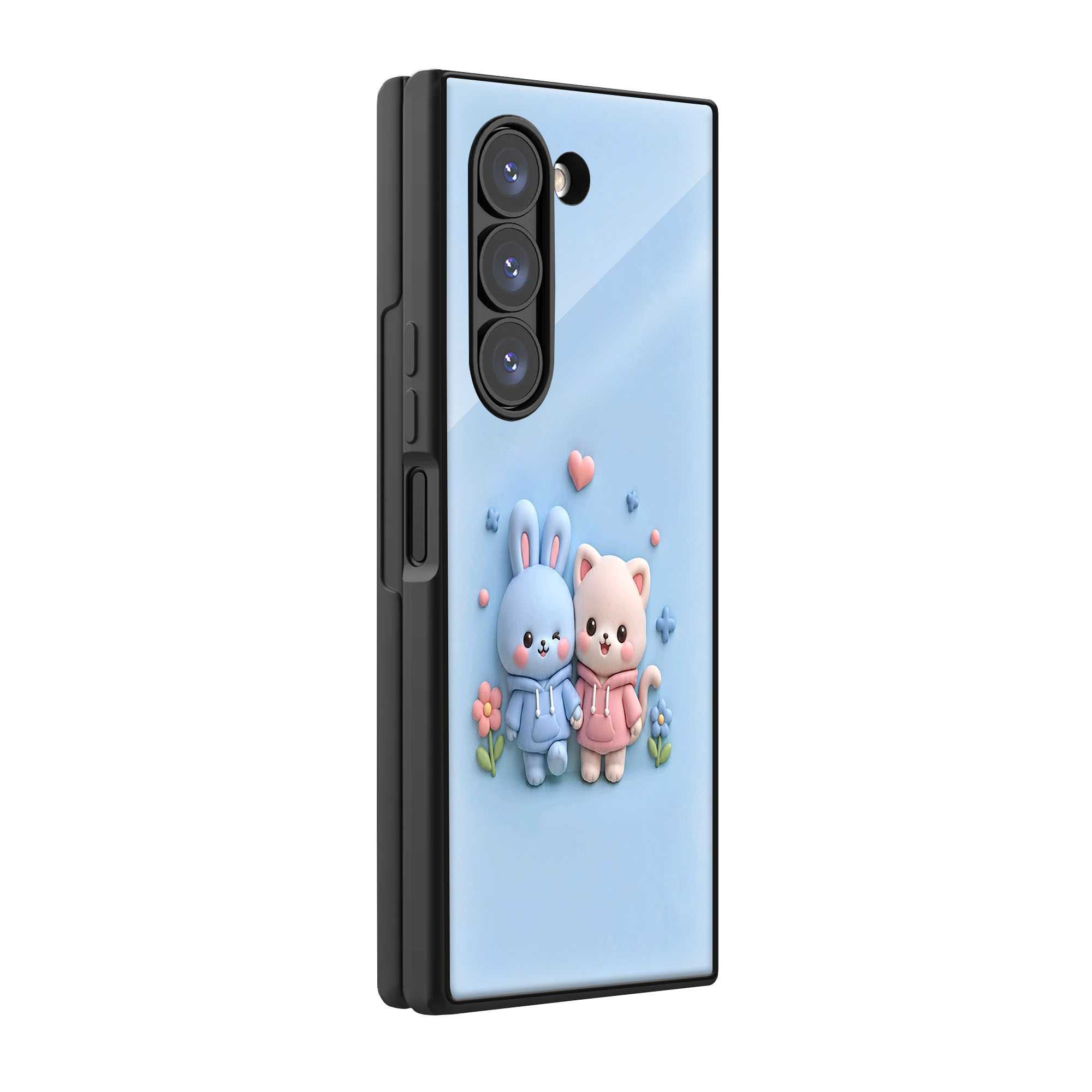 Kawaii Couple Samsung Z Fold Glass Case