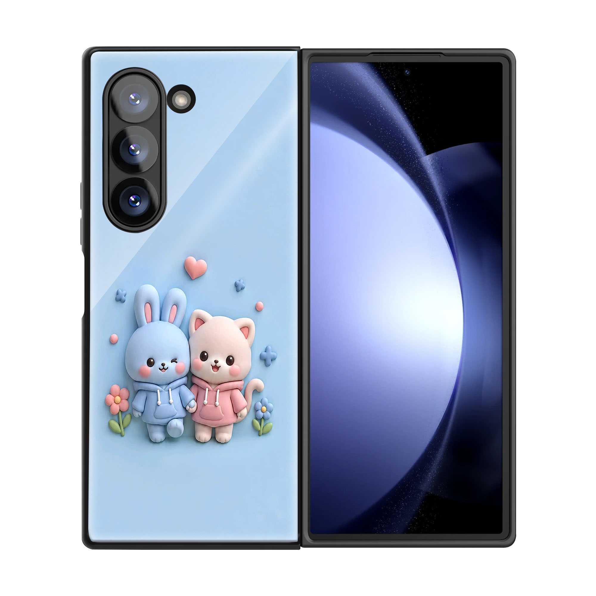 Kawaii Couple Samsung Z Fold Glass Case