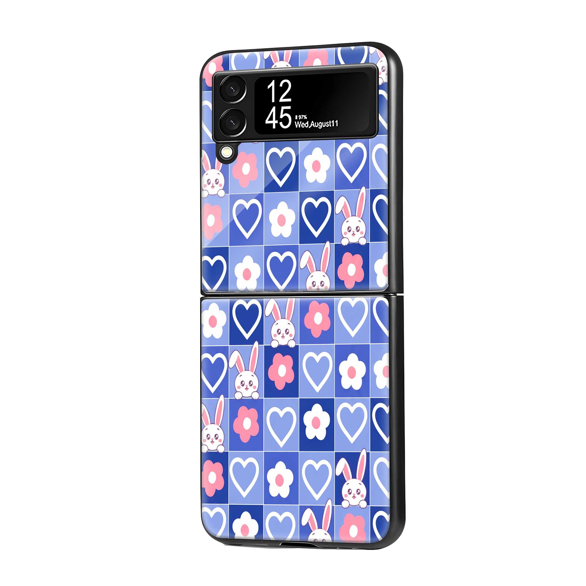 Kawaii Grid Samsung Z Flip Glass Case