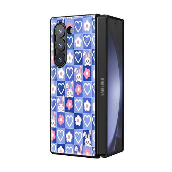 Kawaii Grid Samsung Z Fold Glass Case