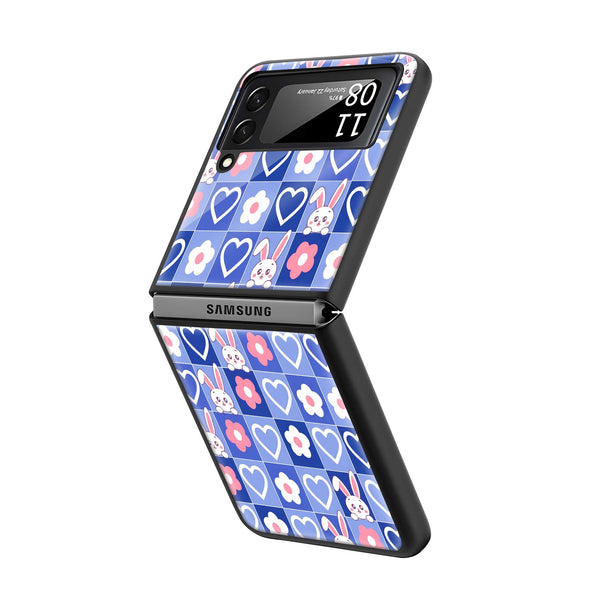 Kawaii Grid Samsung Z Flip Glass Case