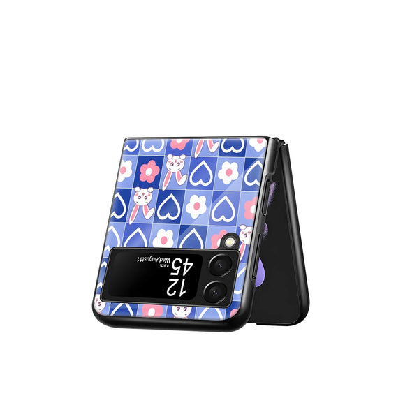 Kawaii Grid Samsung Z Flip Glass Case