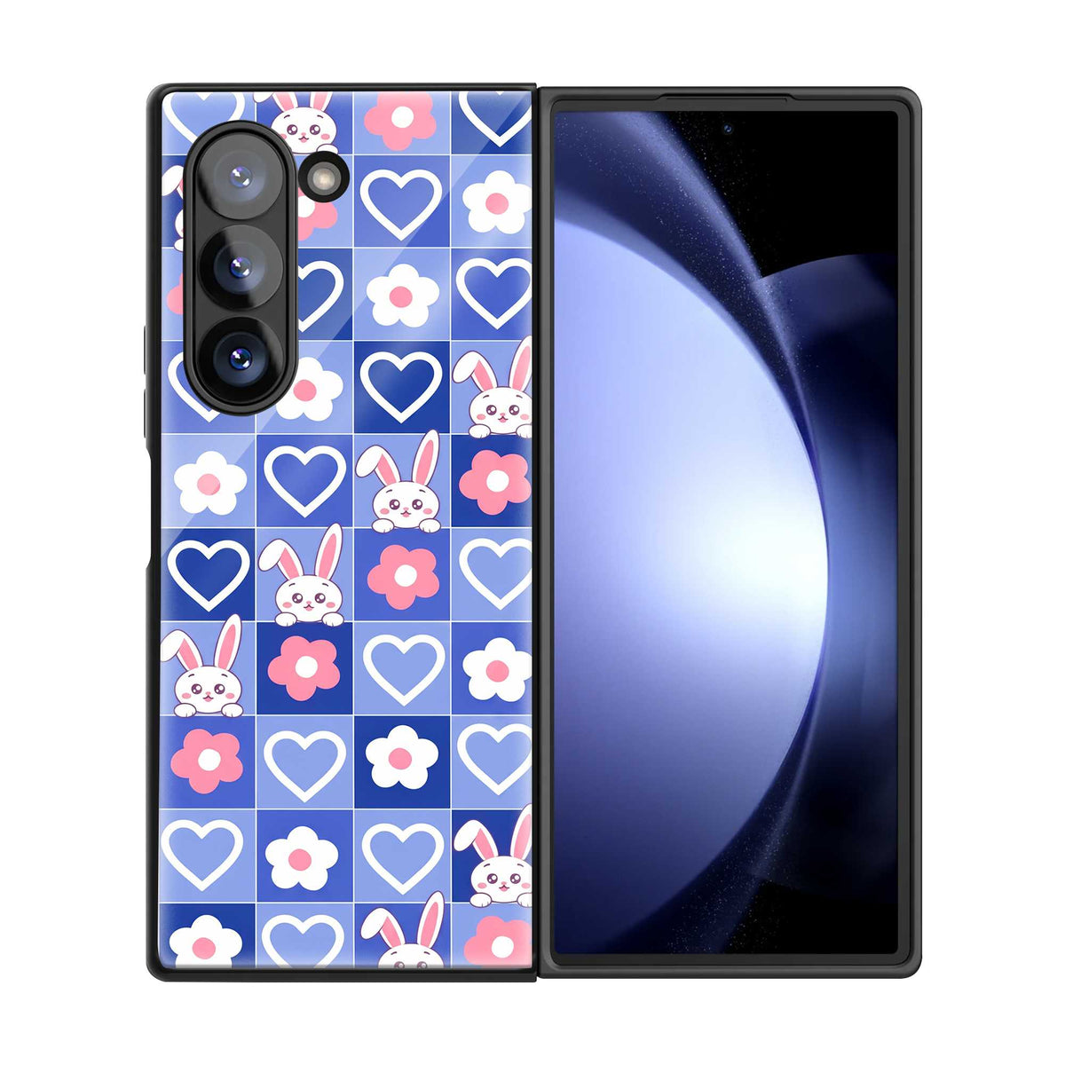 Kawaii Grid Samsung Z Fold Glass Case