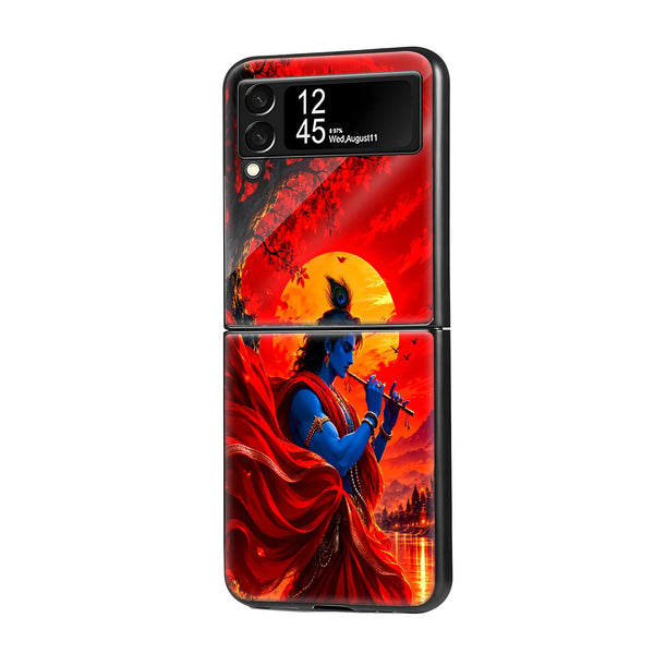 Krishna Crimson Melody Samsung Z Flip Glass Case