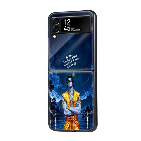 Krishna Midnight Wisdom Samsung Z Flip Glass Case
