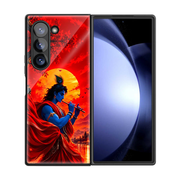 Krishna Crimson Melody Samsung Z Fold Glass Case