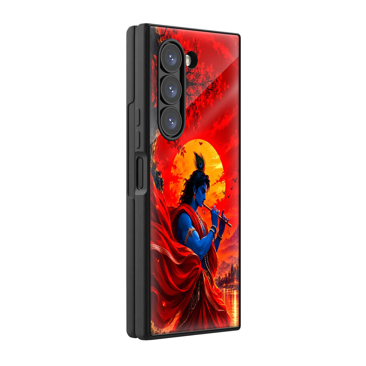 Krishna Crimson Melody Samsung Z Fold Glass Case