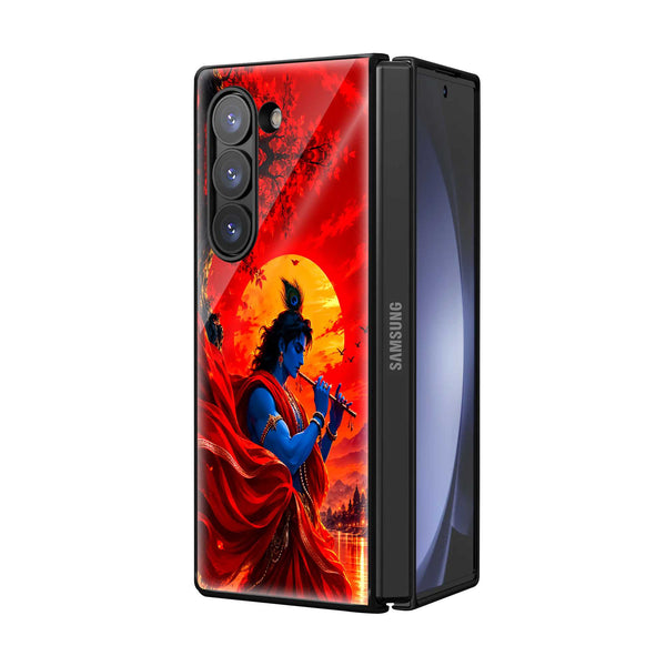 Krishna Crimson Melody Samsung Z Fold Glass Case
