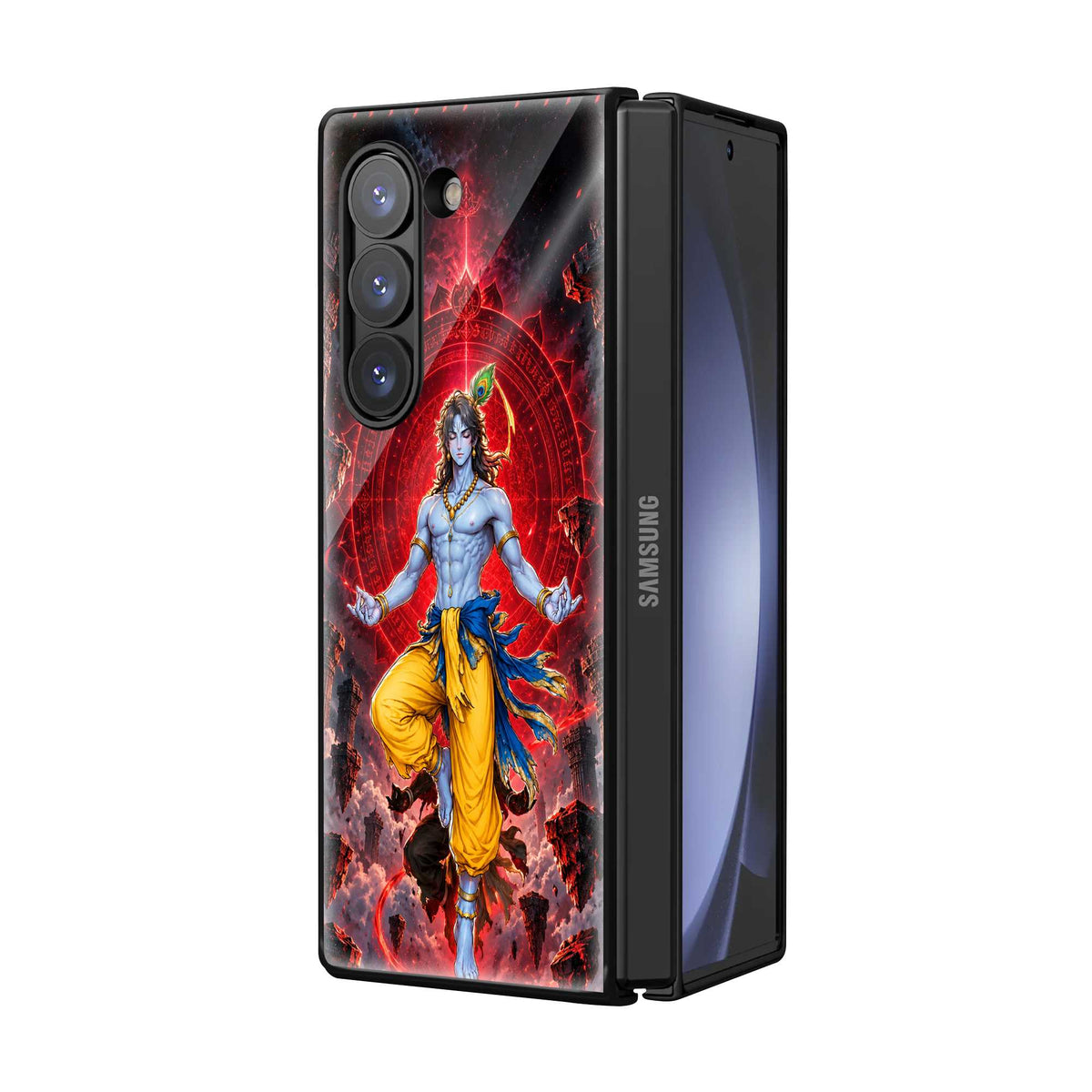 Krishna Divine Meditation Samsung Z Fold Glass Case