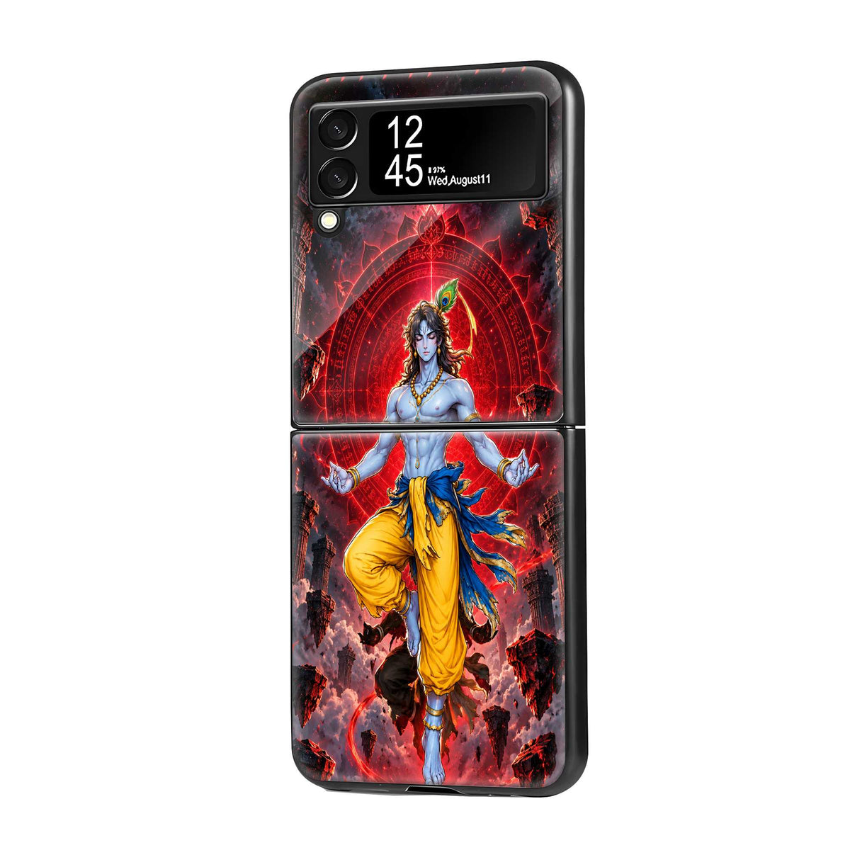 Krishna Divine Meditation Samsung Z Flip Glass Case