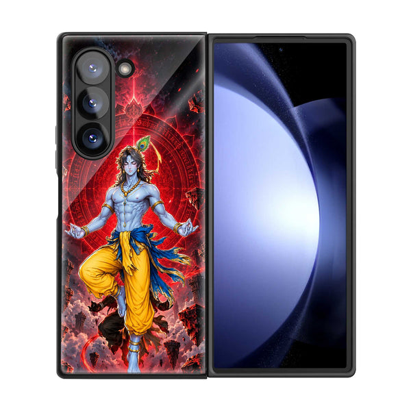Krishna Divine Meditation Samsung Z Fold Glass Case