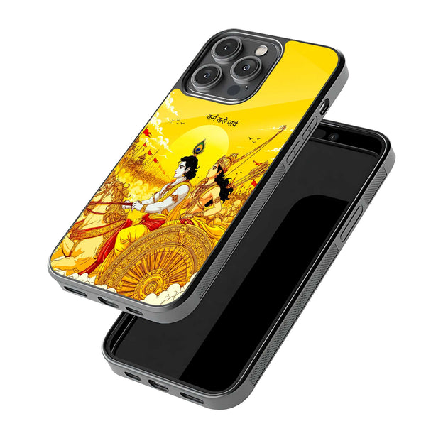 Krishna Golden Aura Glass Case