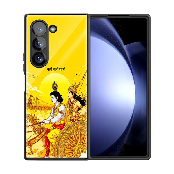 Krishna Golden Aura Samsung Z Fold Glass Case