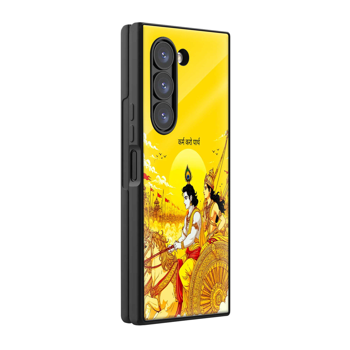 Krishna Golden Aura Samsung Z Fold Glass Case