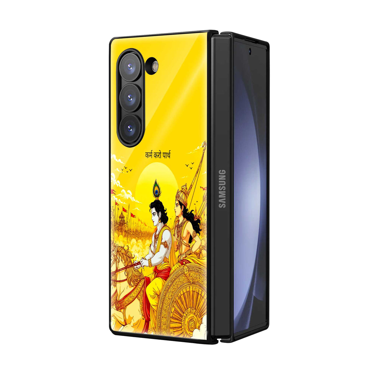 Krishna Golden Aura Samsung Z Fold Glass Case