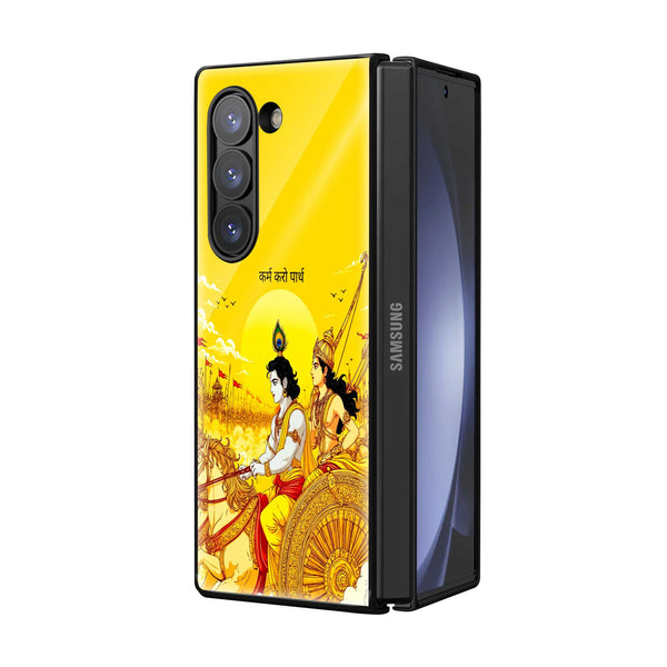 Krishna Golden Aura Samsung Z Fold Glass Case