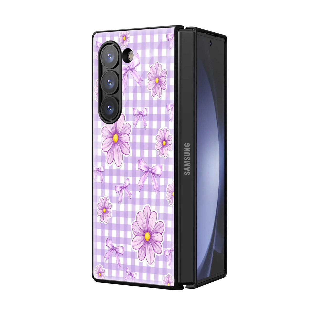 Lavender Bows Samsung Z Fold Glass Case