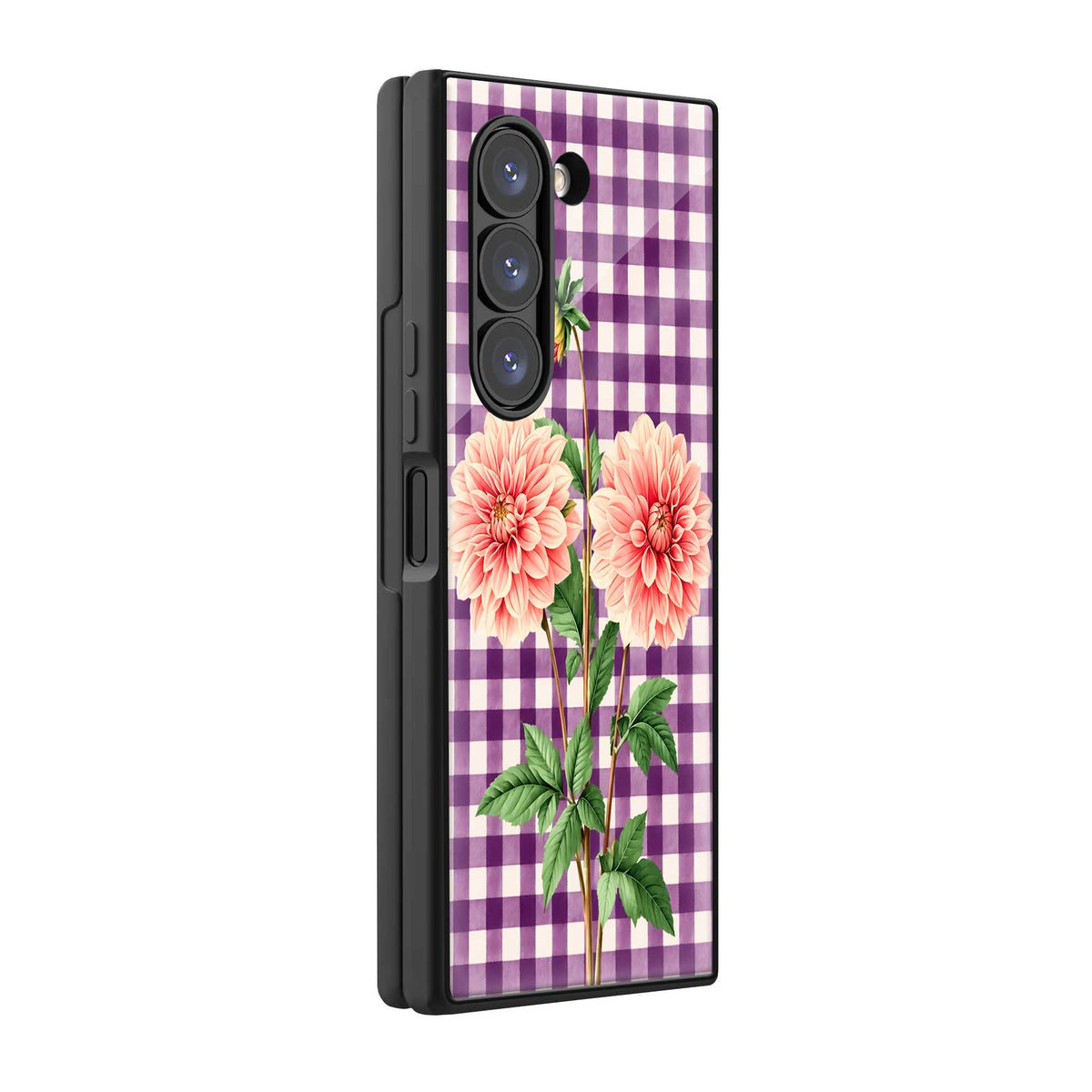 Lavender Plaid Samsung Z Fold Glass Case