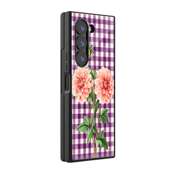 Lavender Plaid Samsung Z Fold Glass Case