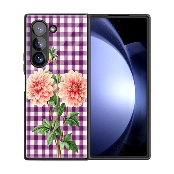 Lavender Plaid Samsung Z Fold Glass Case
