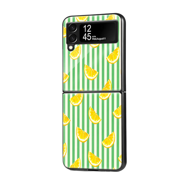 Lemon Stripe Samsung Z Flip Glass Case