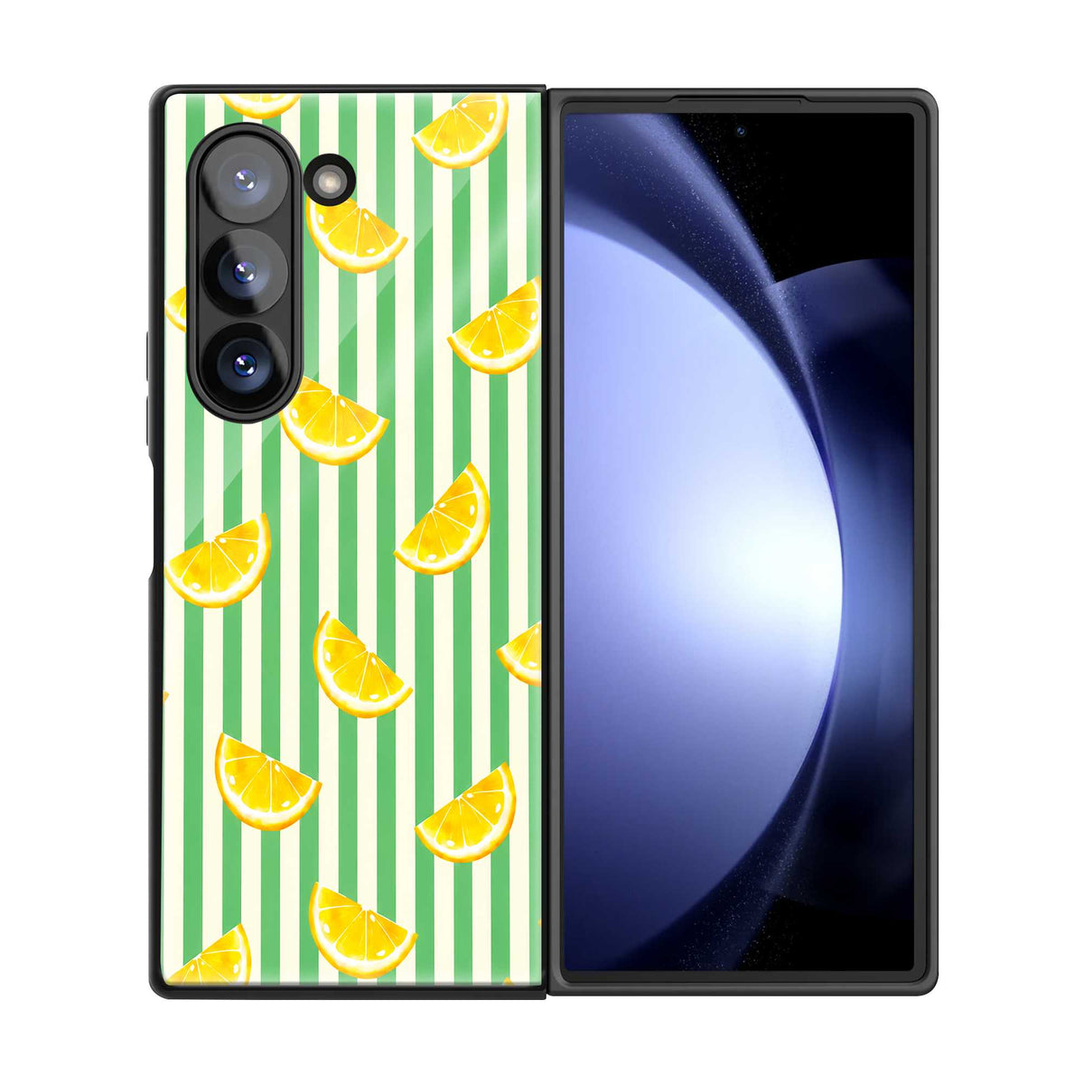 Lemon Stripe Samsung Z Fold Glass Case