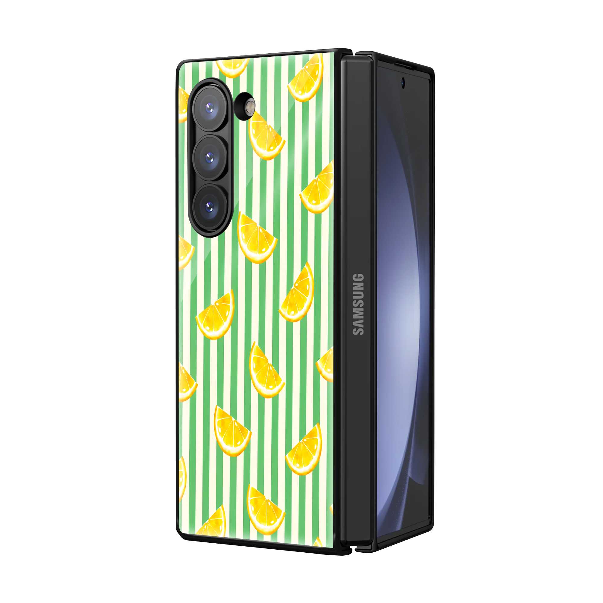 Lemon Stripe Samsung Z Fold Glass Case Secondary image
