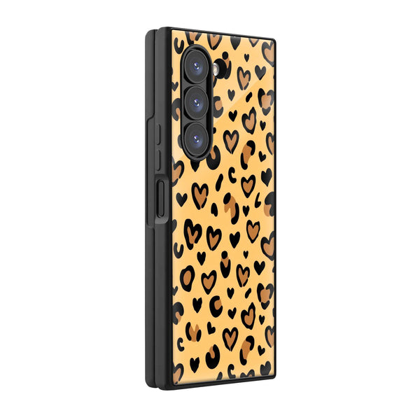 Leopard Hearts Samsung Z Fold Glass Case