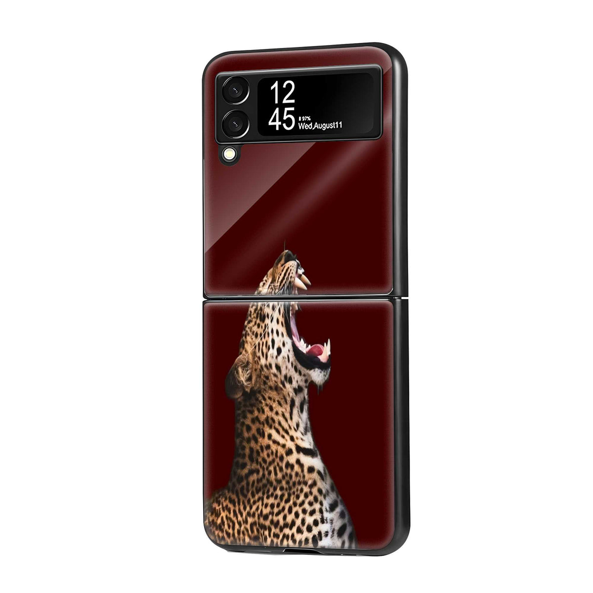 Leopard Minimalist Art Samsung Z Flip Glass Case Main image