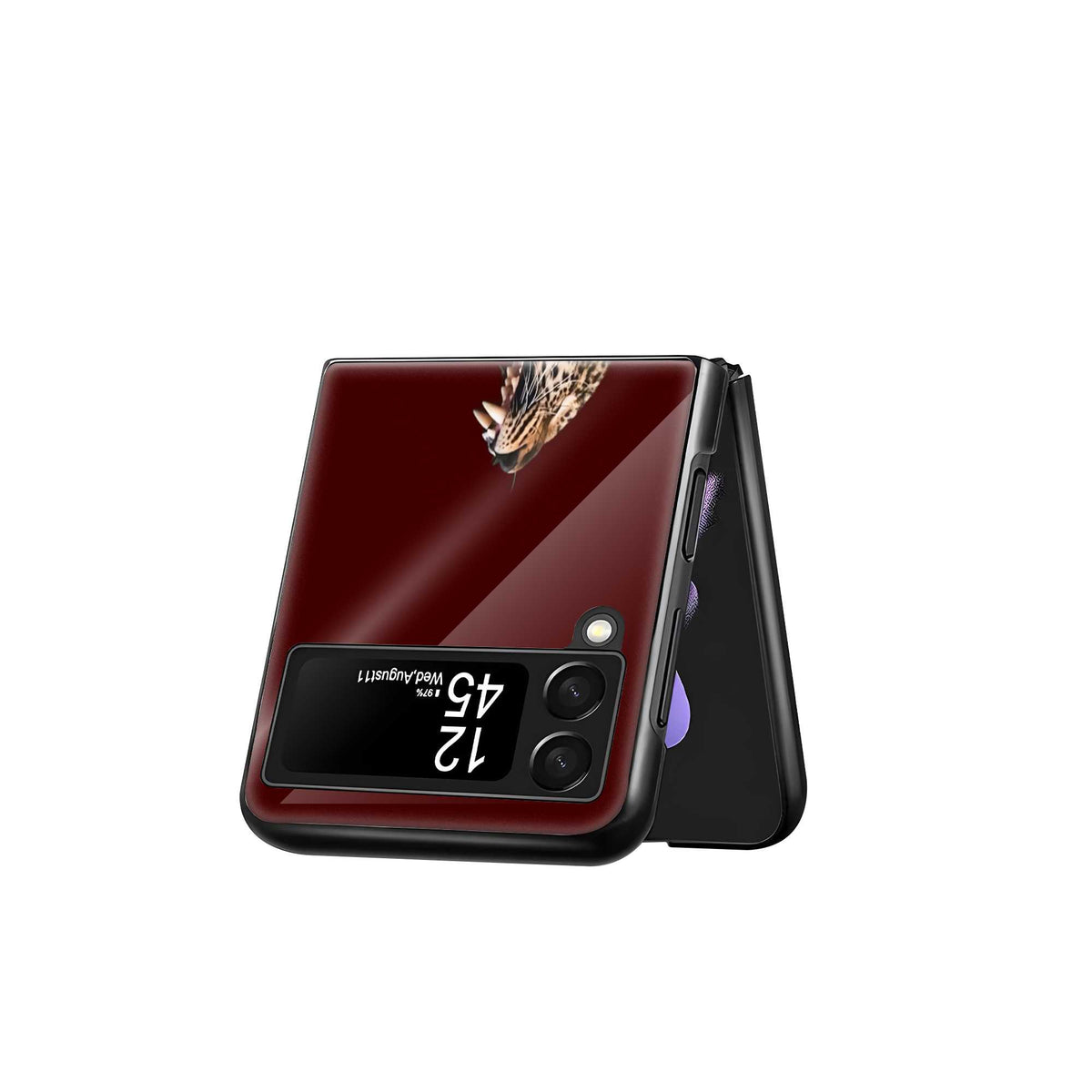 Leopard Minimalist Art Samsung Z Flip Glass Case