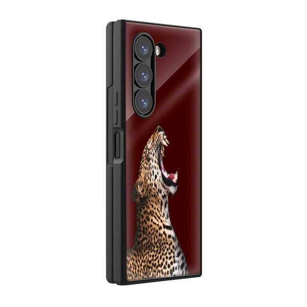 Leopard Minimalist Art Samsung Z Fold Glass Case