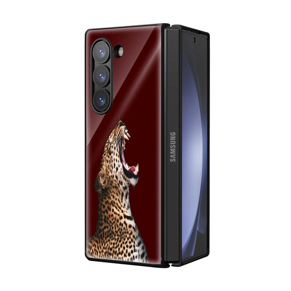 Leopard Minimalist Art Samsung Z Fold Glass Case