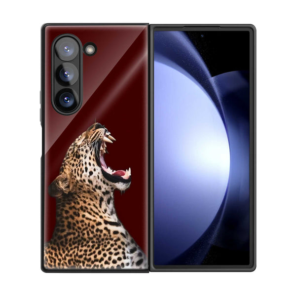 Leopard Minimalist Art Samsung Z Fold Glass Case