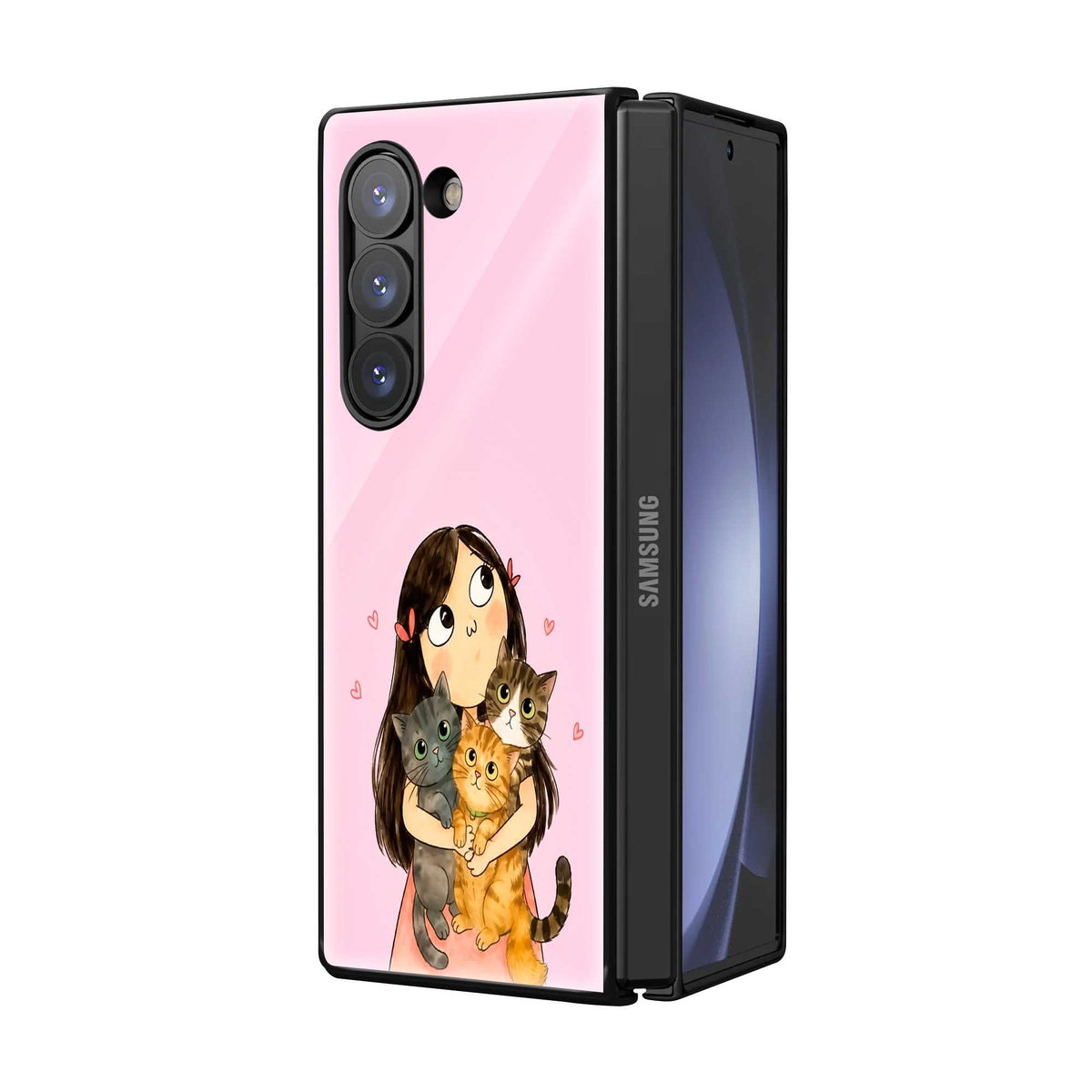 Little Cat Lover Samsung Z Fold Glass Case