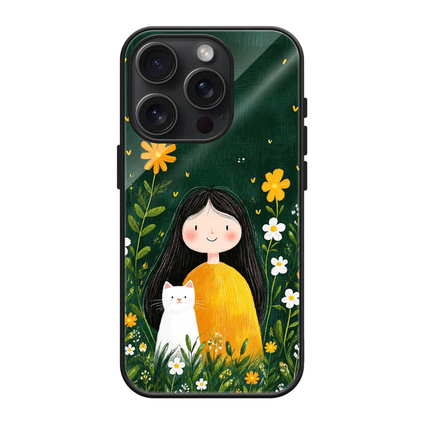 Meadow Girl & Cat Glass Case