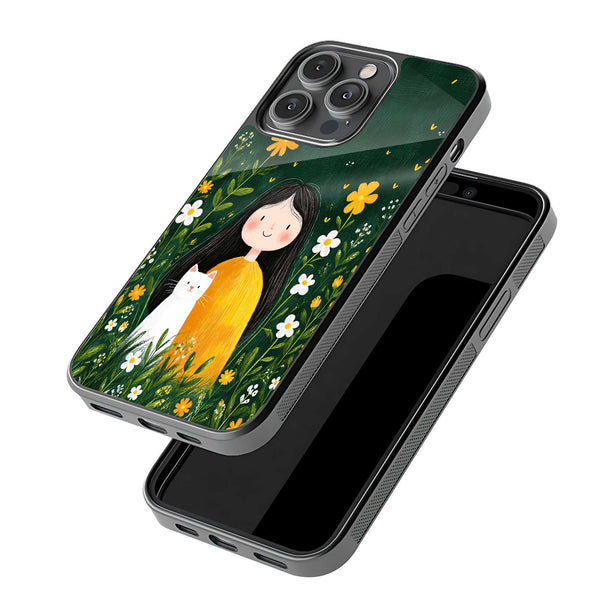 Meadow Girl & Cat Glass Case