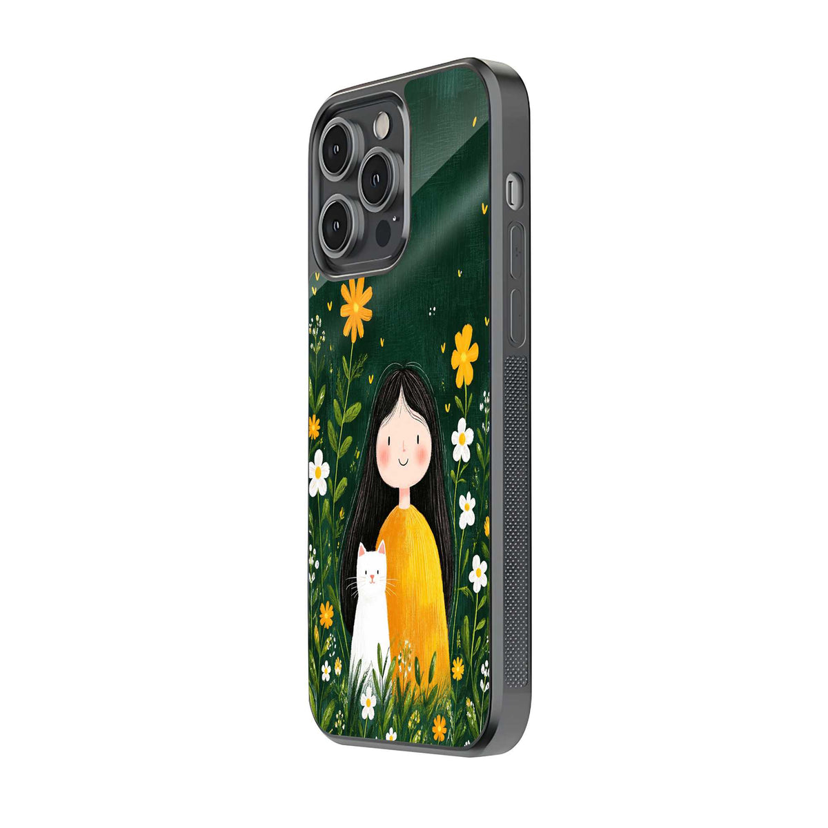 Meadow Girl & Cat Glass Case