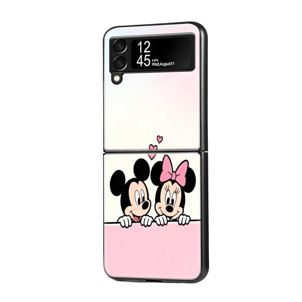 Mickey Minnie Love Samsung Z Flip Glass Case