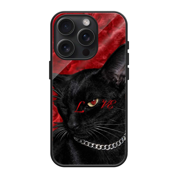 Midnight Black Cat Glass Case