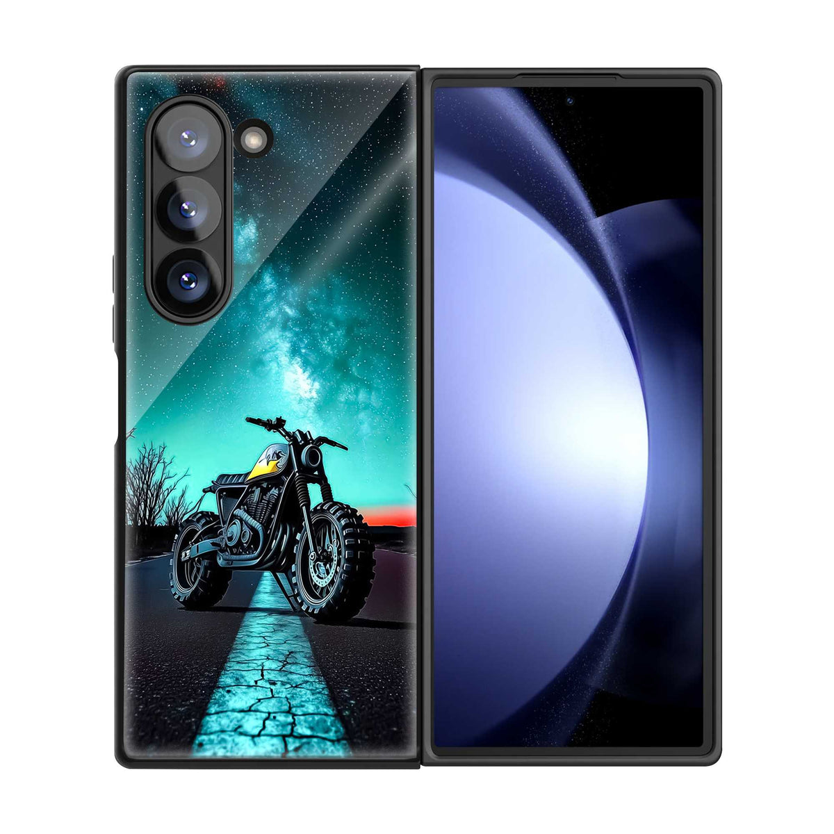 Midnight Rider Samsung Z Fold Glass Case