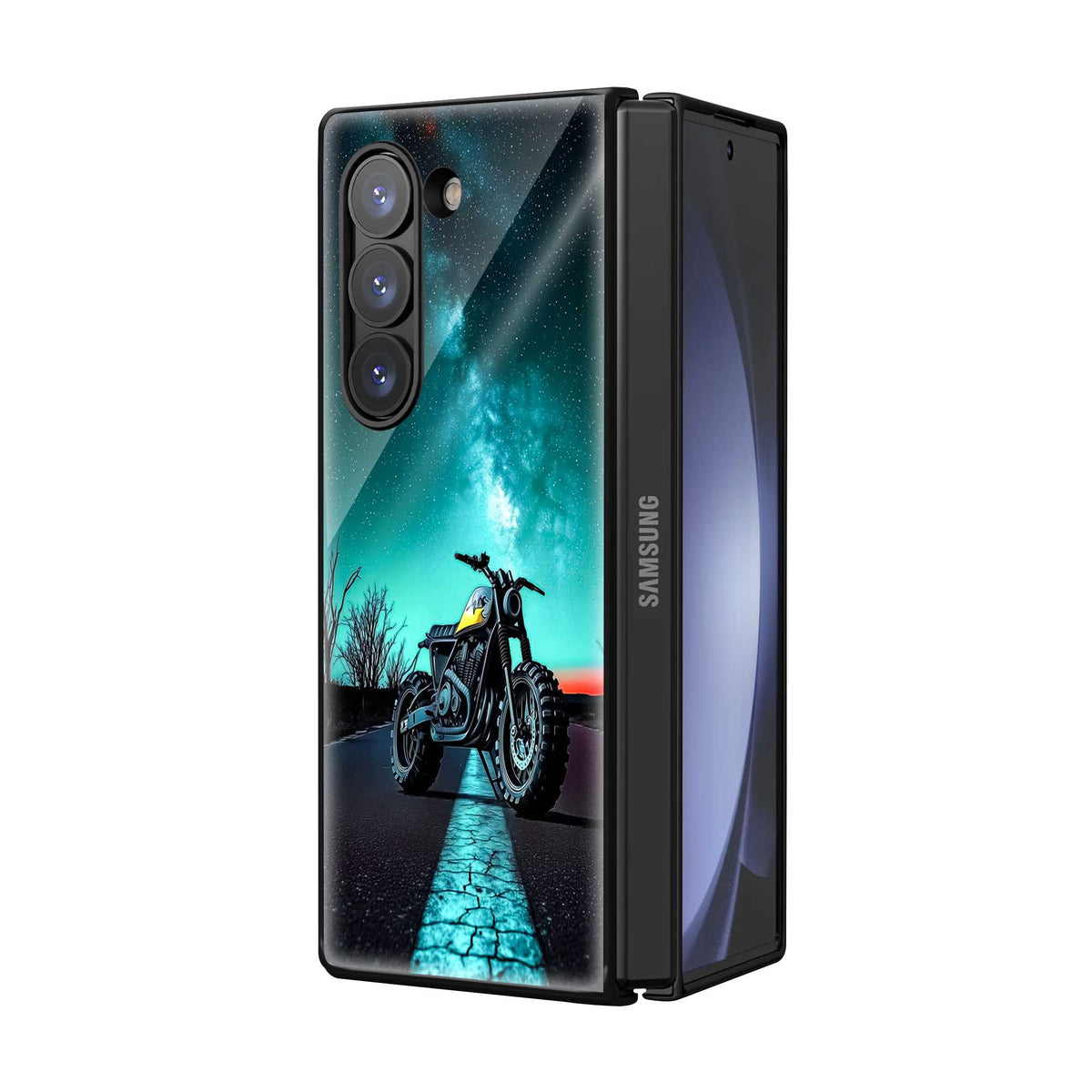 Midnight Rider Samsung Z Fold Glass Case