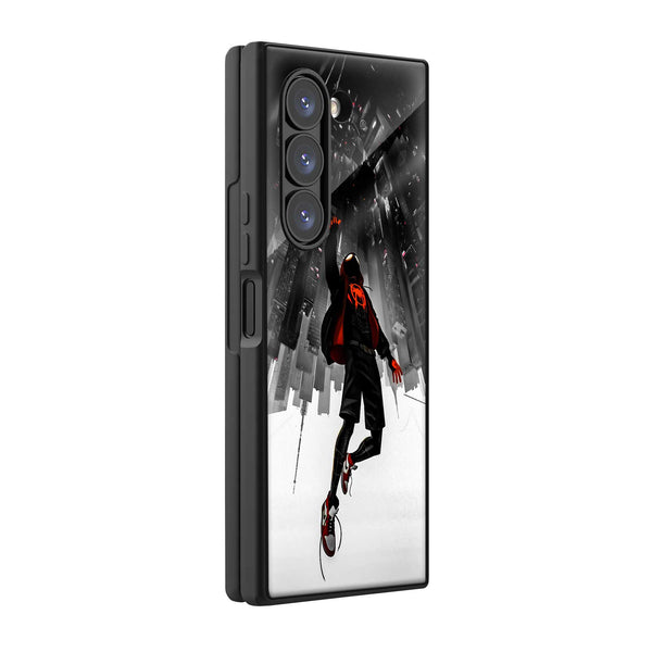 Miles Morales Leap Samsung Z Fold Glass Case
