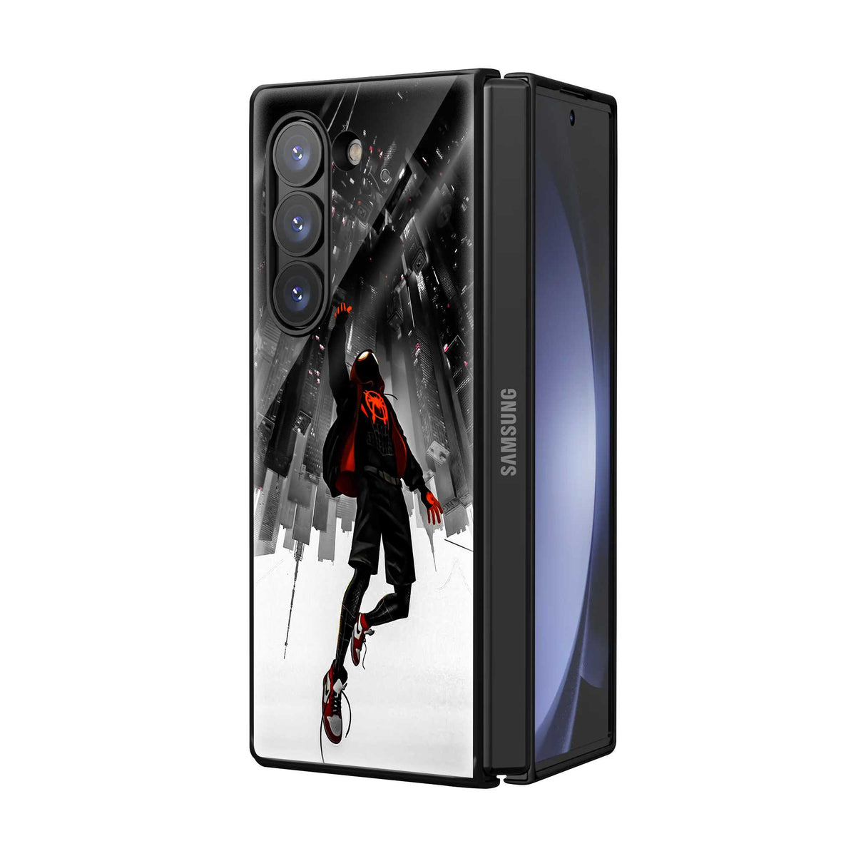 Miles Morales Leap Samsung Z Fold Glass Case