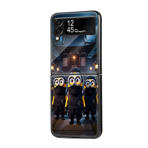 Minions Midnight Party Samsung Z Flip Glass Case