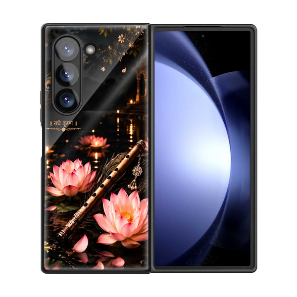 Moonlit Lotus Melody Samsung Z Fold Glass Case