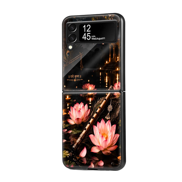 Moonlit Lotus Melody Samsung Z Flip Glass Case