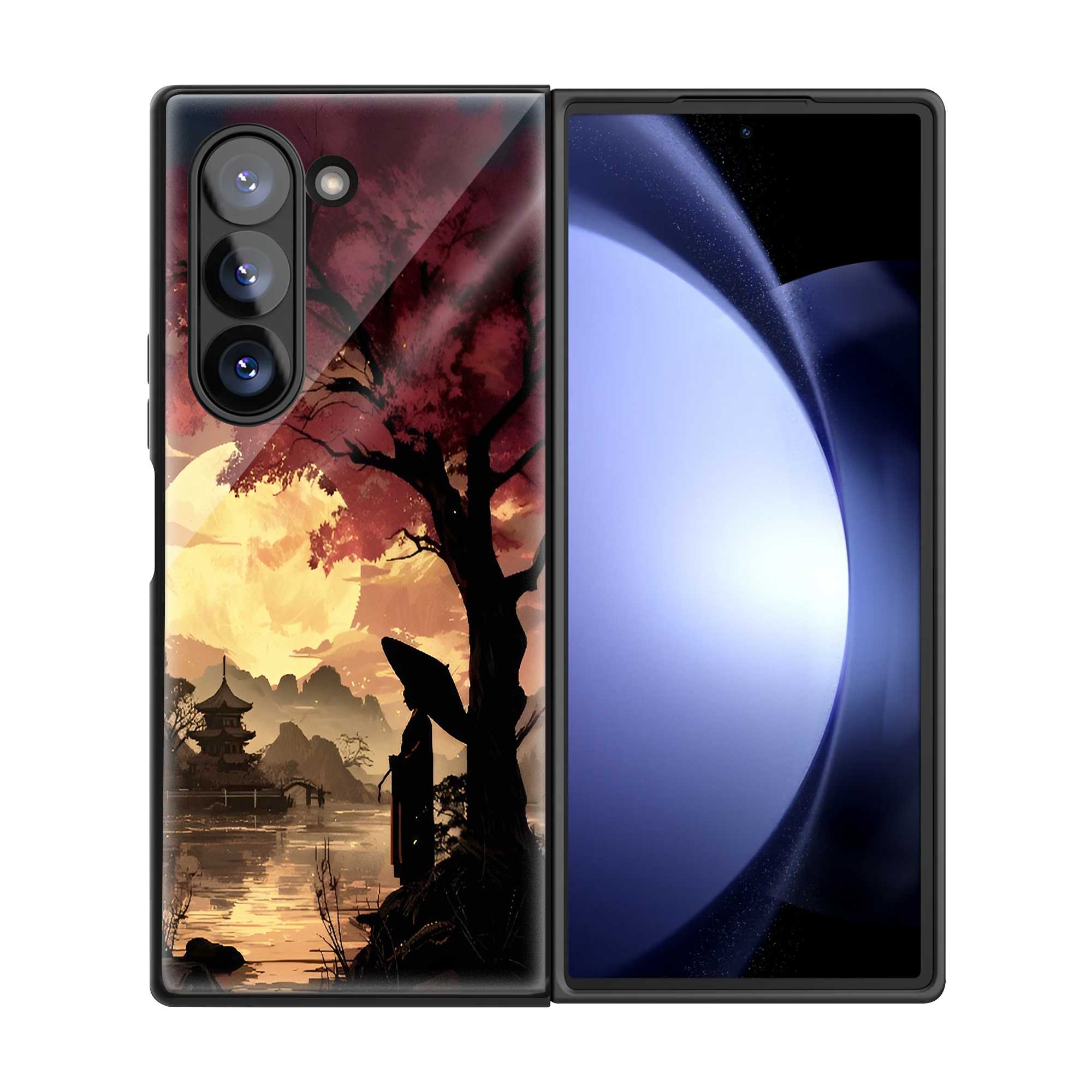 Moonlit Sakura Samsung Z Fold Glass Case