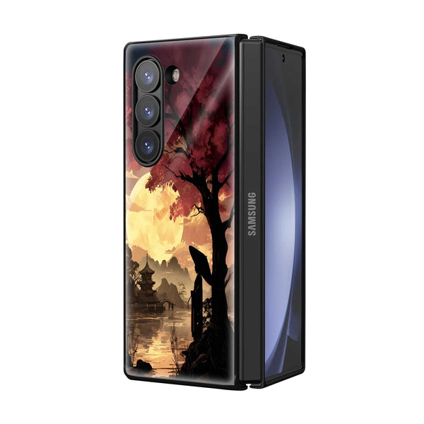 Moonlit Sakura Samsung Z Fold Glass Case